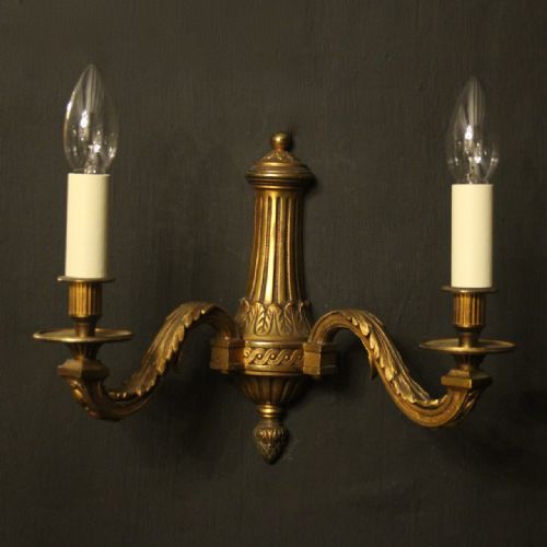 FRENCH GILDED BRONZE TWIN ARM WALL LIGHTS - ADDITIONAL PHOTO 1