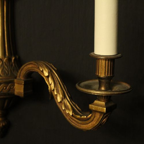 FRENCH GILDED BRONZE TWIN ARM WALL LIGHTS - ADDITIONAL PHOTO 3