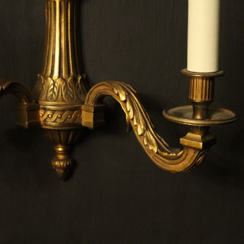 FRENCH GILDED BRONZE TWIN ARM WALL LIGHTS - ADDITIONAL PHOTO 5