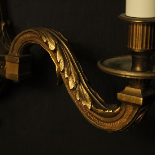 FRENCH GILDED BRONZE TWIN ARM WALL LIGHTS - ADDITIONAL PHOTO 6