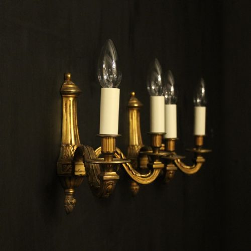 FRENCH GILDED BRONZE TWIN ARM WALL LIGHTS - ADDITIONAL PHOTO 9