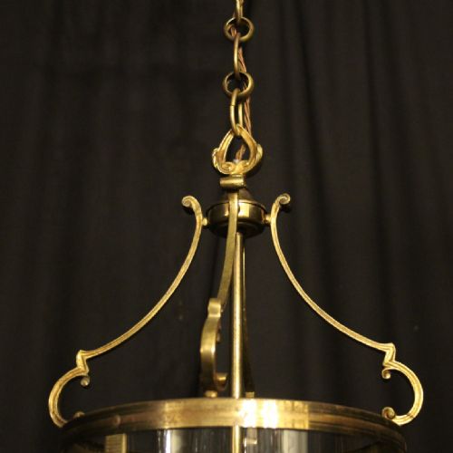 FRENCH GILDED TRIPLE LIGHT CONVEX ANTIQUE LANTERN - ADDITIONAL PHOTO 2