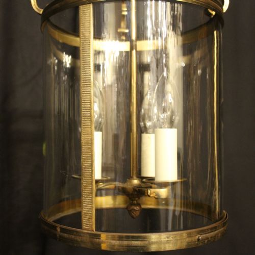 FRENCH GILDED TRIPLE LIGHT CONVEX ANTIQUE LANTERN - ADDITIONAL PHOTO 5