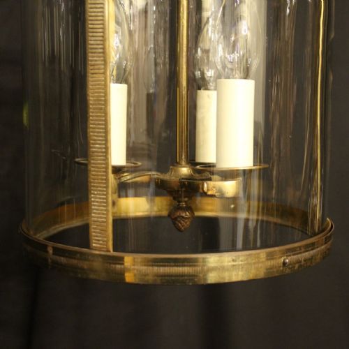FRENCH GILDED TRIPLE LIGHT CONVEX ANTIQUE LANTERN - ADDITIONAL PHOTO 7
