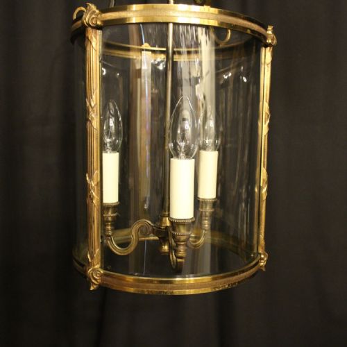 FRENCH GILDED BRONZE CONVEX ANTIQUE HALL LANTERN - ADDITIONAL PHOTO 6