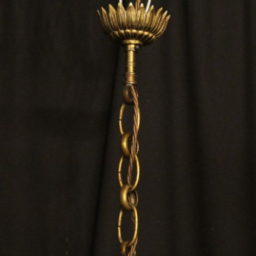 FRENCH GILDED BRONZE CONVEX ANTIQUE HALL LANTERN - ADDITIONAL PHOTO 9