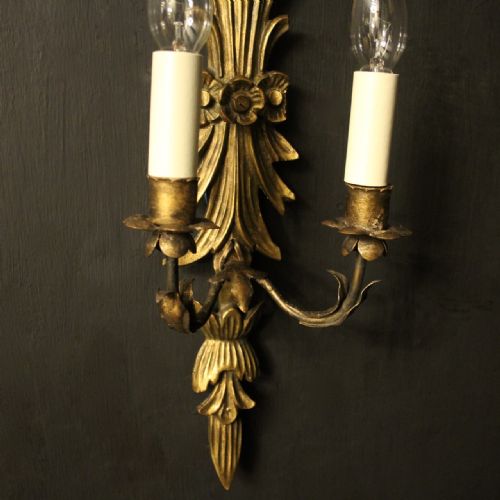 FLORENTINE PAIR OF GILTWOOD WALL LIGHTS - ADDITIONAL PHOTO 7
