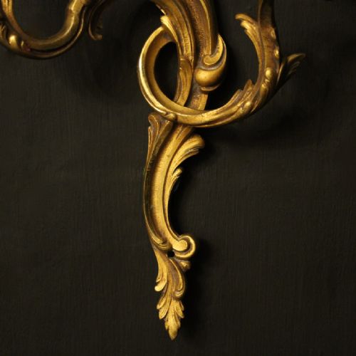 FRENCH PAIR OF GILDED BRONZE ANTIQUE WALL LIGHTS - ADDITIONAL PHOTO 5