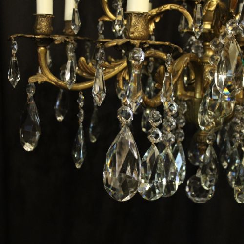 ITALIAN GILDED BRONZE CRYSTAL 12 LIGHT ANTIQUE CHANDELIER - ADDITIONAL PHOTO 6