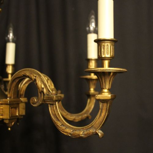 FRENCH GILDED BRONZE 6 LIGHT CHANDELIER - ADDITIONAL PHOTO 7