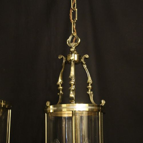 FRENCH PAIR CONVEX TWIN LIGHT ANTIQUE LANTERNS - ADDITIONAL PHOTO 2