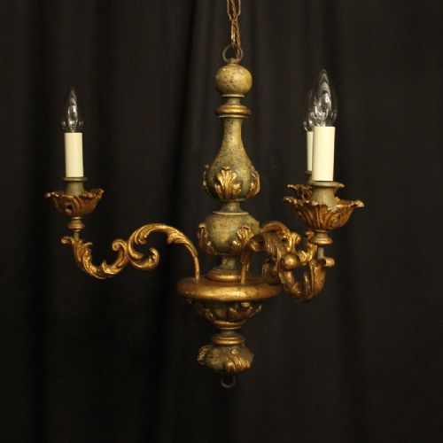 florentine triple light polychrome chandelier - CATEGORY: ANTIQUE LIGHTING - DATED 1930