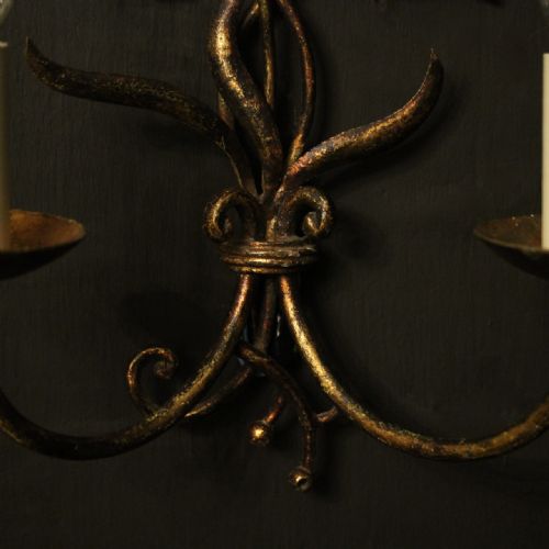 FLORENTINE PAIR OF TOLEWARE TWIN ARM WALL LIGHTS - ADDITIONAL PHOTO 7