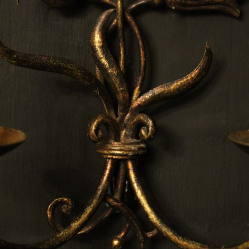 FLORENTINE PAIR OF TOLEWARE TWIN ARM WALL LIGHTS - ADDITIONAL PHOTO 8