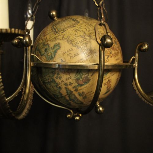 FRENCH GILDED BRASS ATLAS 6 LIGHT CHANDELIER - ADDITIONAL PHOTO 1