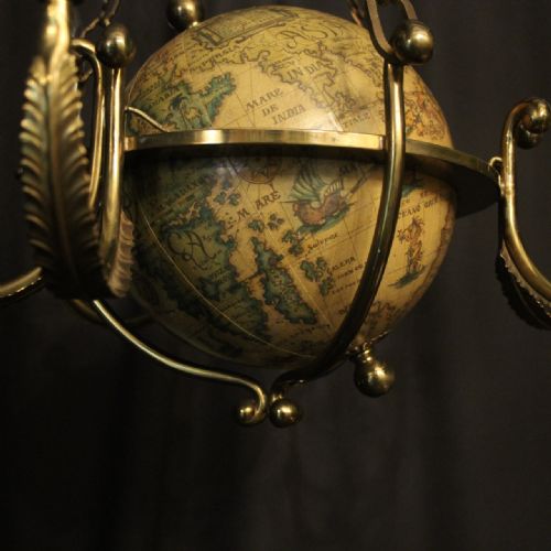 FRENCH GILDED BRASS ATLAS 6 LIGHT CHANDELIER - ADDITIONAL PHOTO 2