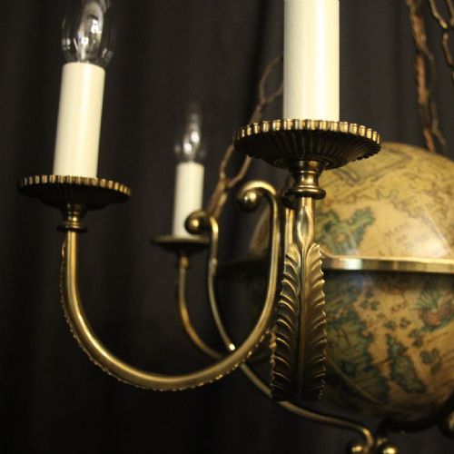 FRENCH GILDED BRASS ATLAS 6 LIGHT CHANDELIER - ADDITIONAL PHOTO 3