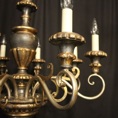 ITALIAN FLORENTINE GILTWOOD 6 LIGHT CHANDELIER - ADDITIONAL PHOTO 3