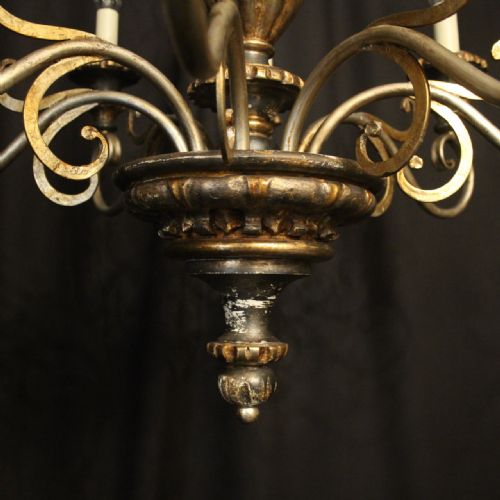 ITALIAN FLORENTINE GILTWOOD 6 LIGHT CHANDELIER - ADDITIONAL PHOTO 4