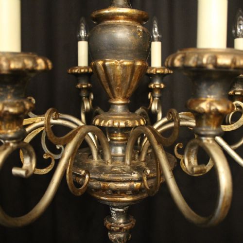 ITALIAN FLORENTINE GILTWOOD 6 LIGHT CHANDELIER - ADDITIONAL PHOTO 7