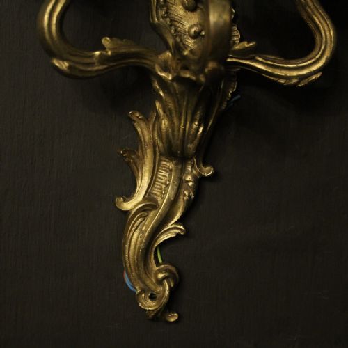 FRENCH PAIR OF GILDED BRONZE ANTIQUE WALL LIGHTS - ADDITIONAL PHOTO 3