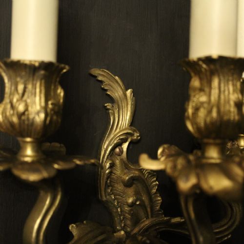 FRENCH PAIR OF GILDED BRONZE ANTIQUE WALL LIGHTS - ADDITIONAL PHOTO 6