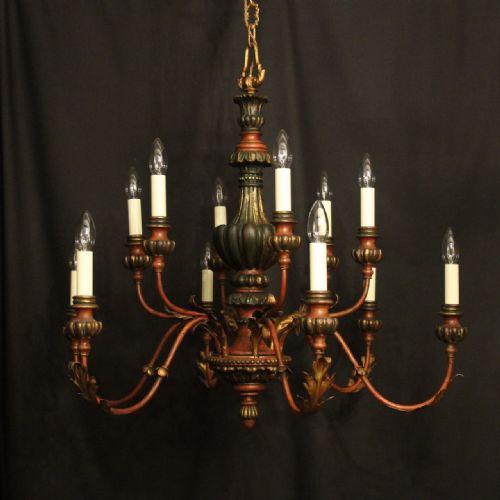 florentine 12 light polychrome chandelier - CATEGORY: ANTIQUE LIGHTING - DATED 1930