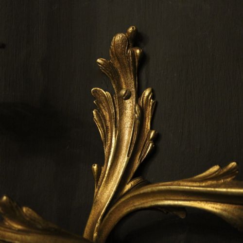 FRENCH PAIR OF GILDED TWIN ARM ANTIQUE WALL SCONCES - ADDITIONAL PHOTO 8