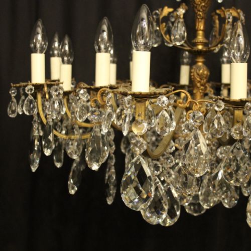ITALIAN GILDED BRONZE CRYSTAL 16 LIGHT ANTIQUE CHANDELIER - ADDITIONAL PHOTO 2
