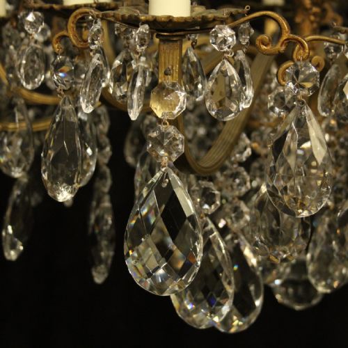 ITALIAN GILDED BRONZE CRYSTAL 16 LIGHT ANTIQUE CHANDELIER - ADDITIONAL PHOTO 3