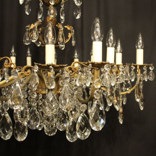 ITALIAN GILDED BRONZE CRYSTAL 16 LIGHT ANTIQUE CHANDELIER - ADDITIONAL PHOTO 4