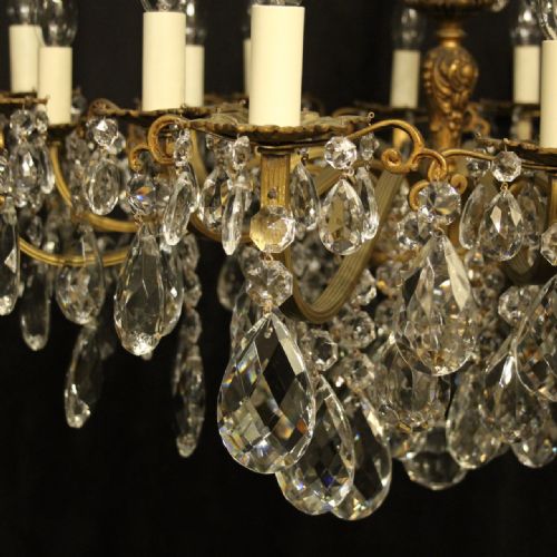 ITALIAN GILDED BRONZE CRYSTAL 16 LIGHT ANTIQUE CHANDELIER - ADDITIONAL PHOTO 5