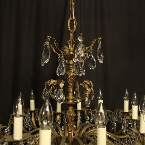ITALIAN GILDED BRONZE CRYSTAL 16 LIGHT ANTIQUE CHANDELIER - ADDITIONAL PHOTO 6