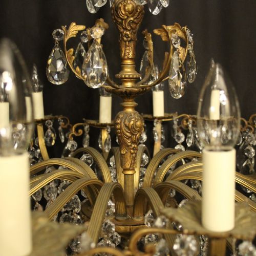 ITALIAN GILDED BRONZE CRYSTAL 16 LIGHT ANTIQUE CHANDELIER - ADDITIONAL PHOTO 7