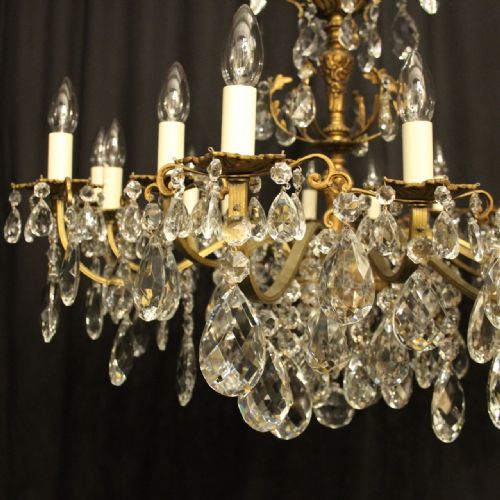 ITALIAN GILDED BRONZE CRYSTAL 16 LIGHT ANTIQUE CHANDELIER - ADDITIONAL PHOTO 8