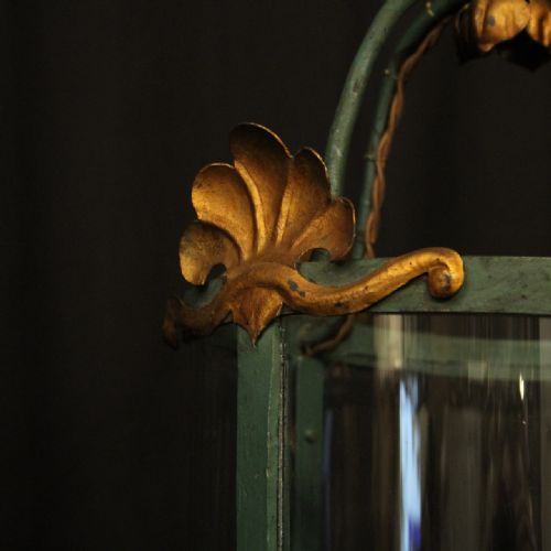 FRENCH GILDED POLYCHROME TRIPLE LIGHT CONVEX HALL LANTERN - ADDITIONAL PHOTO 6