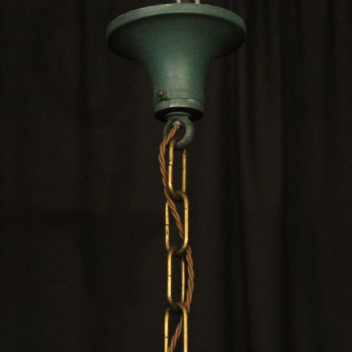 FRENCH GILDED POLYCHROME TRIPLE LIGHT CONVEX HALL LANTERN - ADDITIONAL PHOTO 8