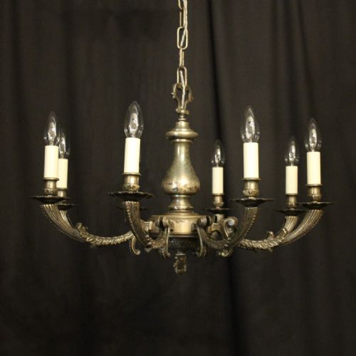 french silver plated 8 light antique chandelier - CATEGORY: ANTIQUE LIGHTING - DATED 1930