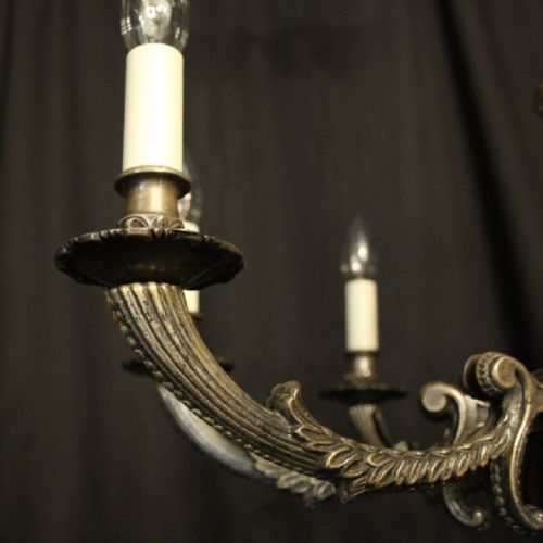 FRENCH SILVER PLATED 8 LIGHT ANTIQUE CHANDELIER - ADDITIONAL PHOTO 2