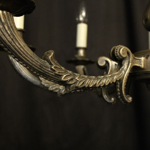 FRENCH SILVER PLATED 8 LIGHT ANTIQUE CHANDELIER - ADDITIONAL PHOTO 3