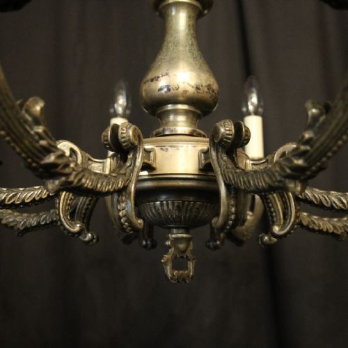 FRENCH SILVER PLATED 8 LIGHT ANTIQUE CHANDELIER - ADDITIONAL PHOTO 4