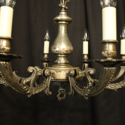 FRENCH SILVER PLATED 8 LIGHT ANTIQUE CHANDELIER - ADDITIONAL PHOTO 5