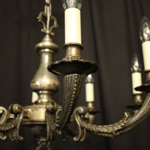 FRENCH SILVER PLATED 8 LIGHT ANTIQUE CHANDELIER - ADDITIONAL PHOTO 8