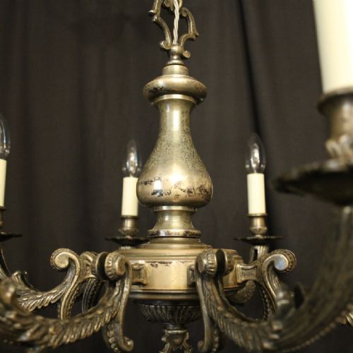 FRENCH SILVER PLATED 8 LIGHT ANTIQUE CHANDELIER - ADDITIONAL PHOTO 9