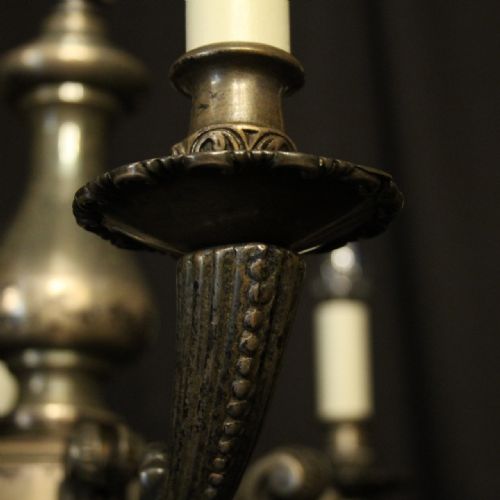 FRENCH SILVER PLATED 8 LIGHT ANTIQUE CHANDELIER - ADDITIONAL PHOTO 10