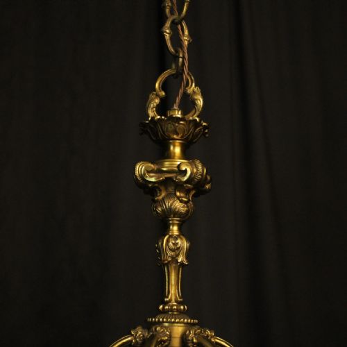 FRENCH GILDED BRONZE CRYSTAL ANTIQUE CHANDELIER - ADDITIONAL PHOTO 5