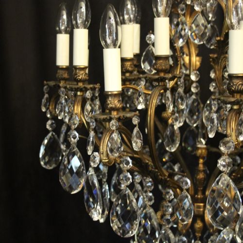 FRENCH GILDED BRONZE CRYSTAL 21 LIGHT ANTIQUE CHANDELIER - ADDITIONAL PHOTO 1