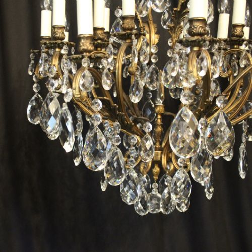 FRENCH GILDED BRONZE CRYSTAL 21 LIGHT ANTIQUE CHANDELIER - ADDITIONAL PHOTO 2