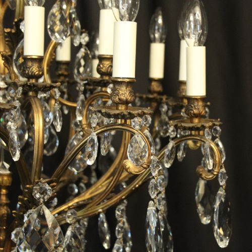 FRENCH GILDED BRONZE CRYSTAL 21 LIGHT ANTIQUE CHANDELIER - ADDITIONAL PHOTO 3