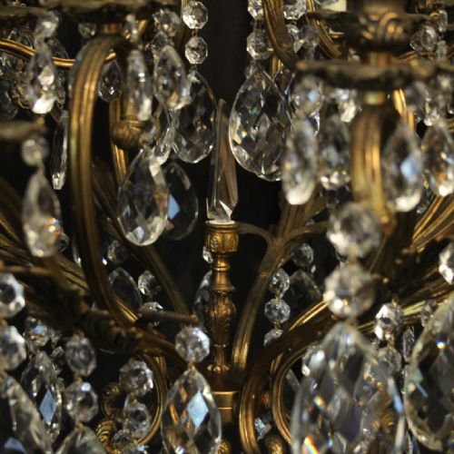 FRENCH GILDED BRONZE CRYSTAL 21 LIGHT ANTIQUE CHANDELIER - ADDITIONAL PHOTO 8
